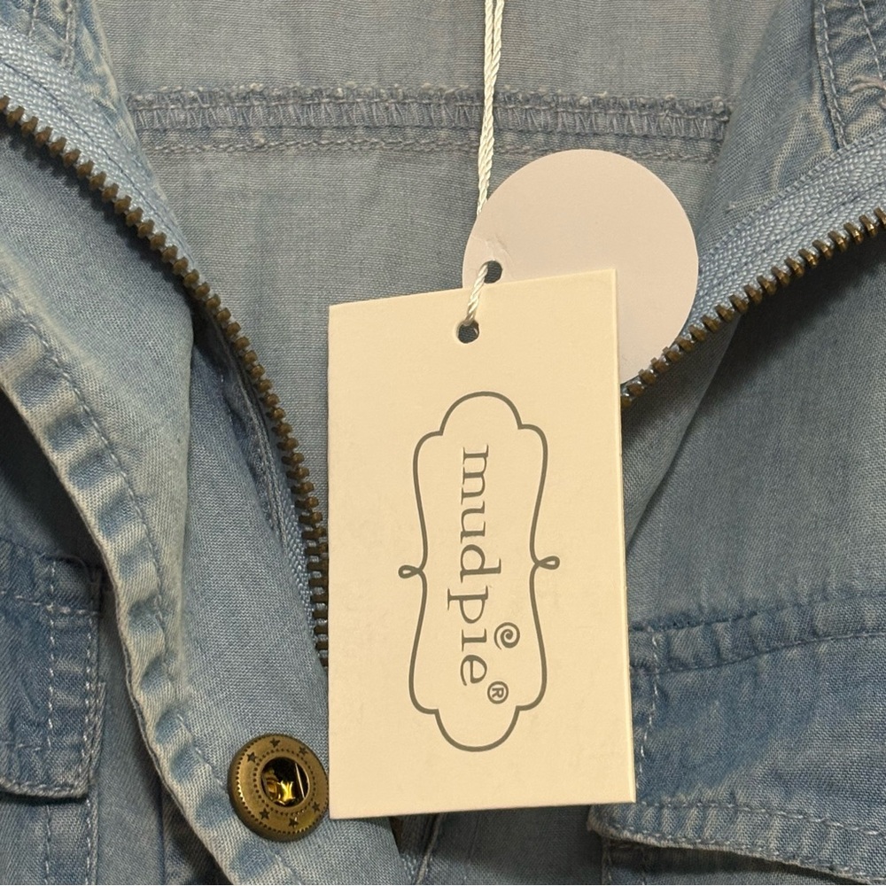 Mud Pie Light Blue Chambray Utility Jacket with Drawstring Size Medium NWT - Picture 5 of 12